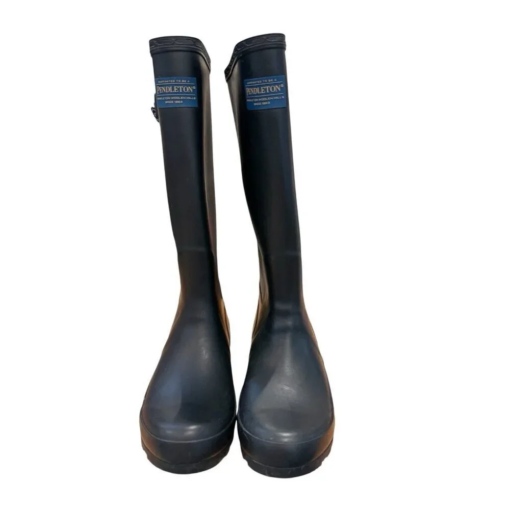 Pendelton Tall Classic Rubber Rain Boots With Buckle Womens Sz 6 Good Condition